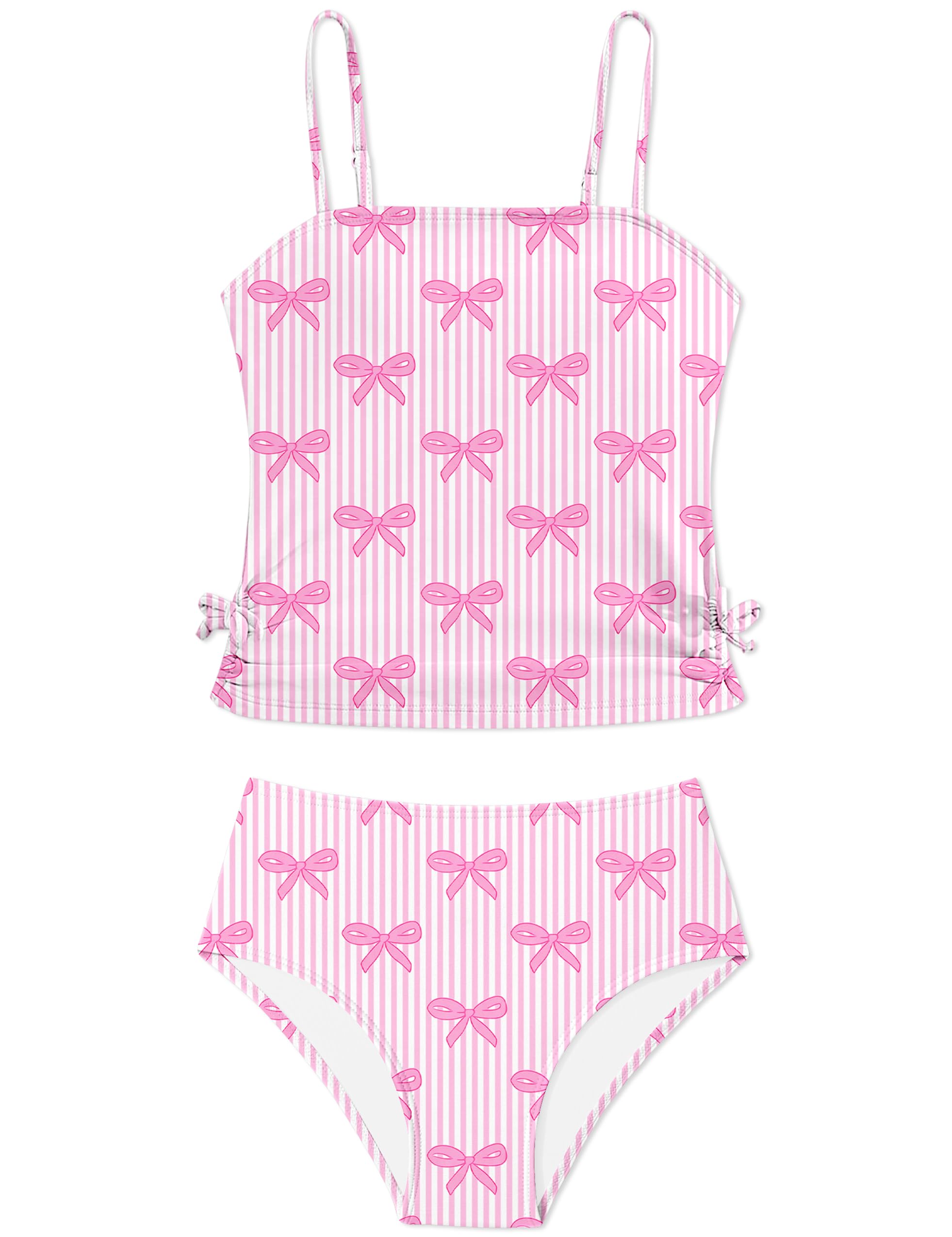 Girls Tankini Swimsuits Two Piece Bathing Suit Drawstring Swimwear Set for Girls 7-18 Years