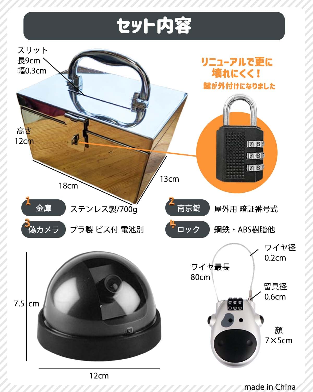 Amazon.co.jp: 無人販売防犯セット、ステンレス製ロック料金箱