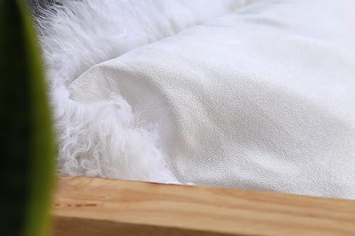 Miniatura 4 de Seek4comfortable 2 fundas de almohada de piel de cordero tibetano mongol, funda de cojín blanca, 12 x 20 pulgadas