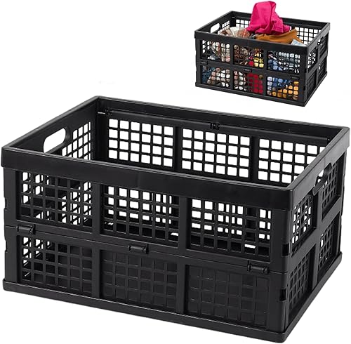 Miniatura 1 de KUYYFDS Cajón plegable de plástico plegable de 39 litros con asa apilable para leche, contenedor organizador para juguetes, alimentos, ropa,