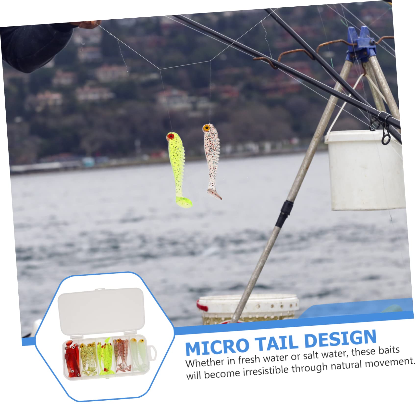 ABOOFAN 150pièces Leurres Plastique Souples Leurres De Simulation Tail avec Boîte De Rangement Couleurs Assorties Accessoire pour Truite Bar Salmonidés Et Carnassiers