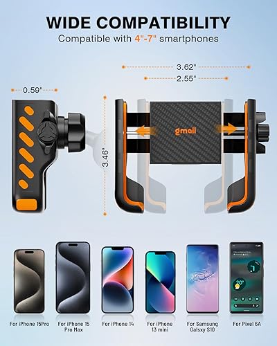 Miniatura 7 de Soporte para teléfono de bicicleta, cámara sin bloqueo Soporte de teléfono para motocicleta, liberación rápida envuelto en silicona y abrazadera de