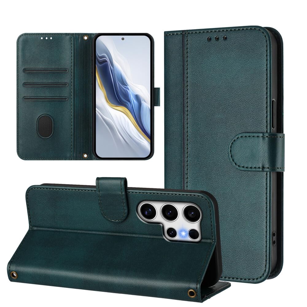 Generic Étui compatible avec Samsung Galaxy S20 FE (couleur : vert foncé) Étui portefeuille en cuir magnétique à rabat arrière rétro