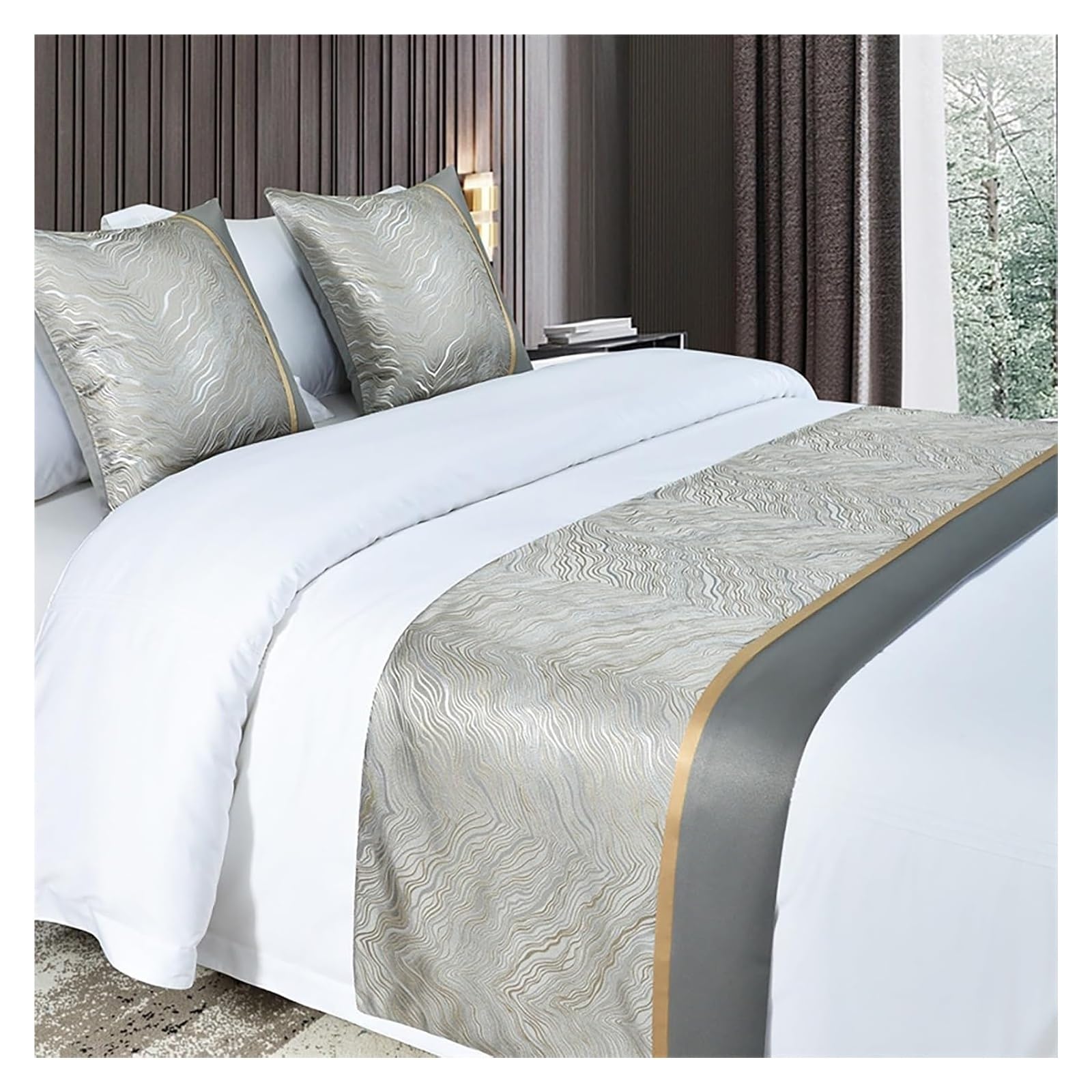 JFGCTYHXY Bed linen throws, Bed Runners For King Size Splicing Bedspread Throws(Grijs,50 * 240cm for 180cm Bed)