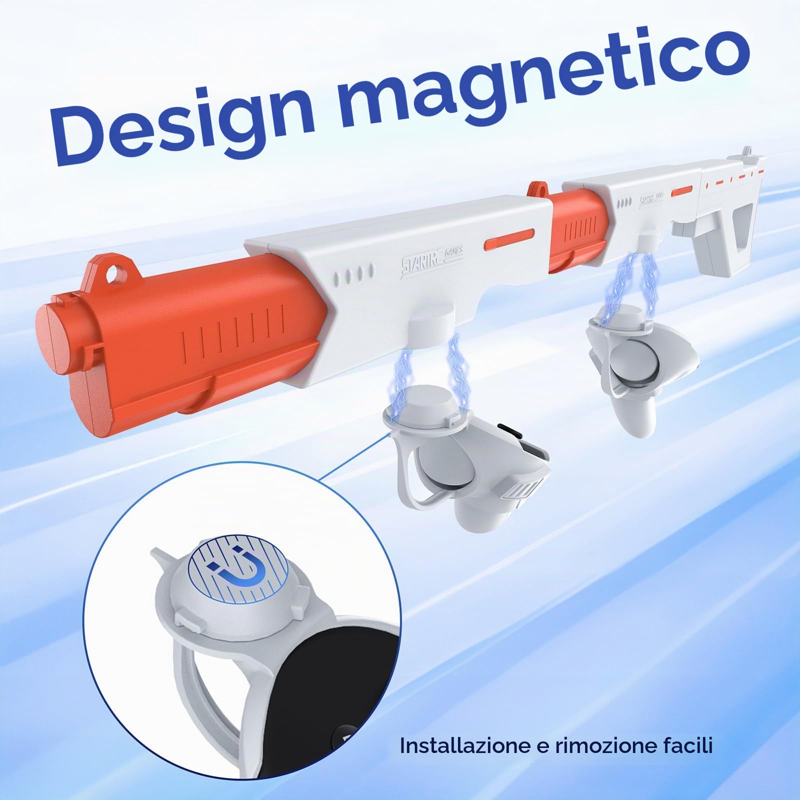 Magnetico VR Mitragliatrice/Pistola Modello Controller Supporto per Meta Quest 3 Maniglia Sgancio Rapido Staffa Calcio Pistola Supporto per Oculus Quest 3 Accessori per Gioco di Tiro
