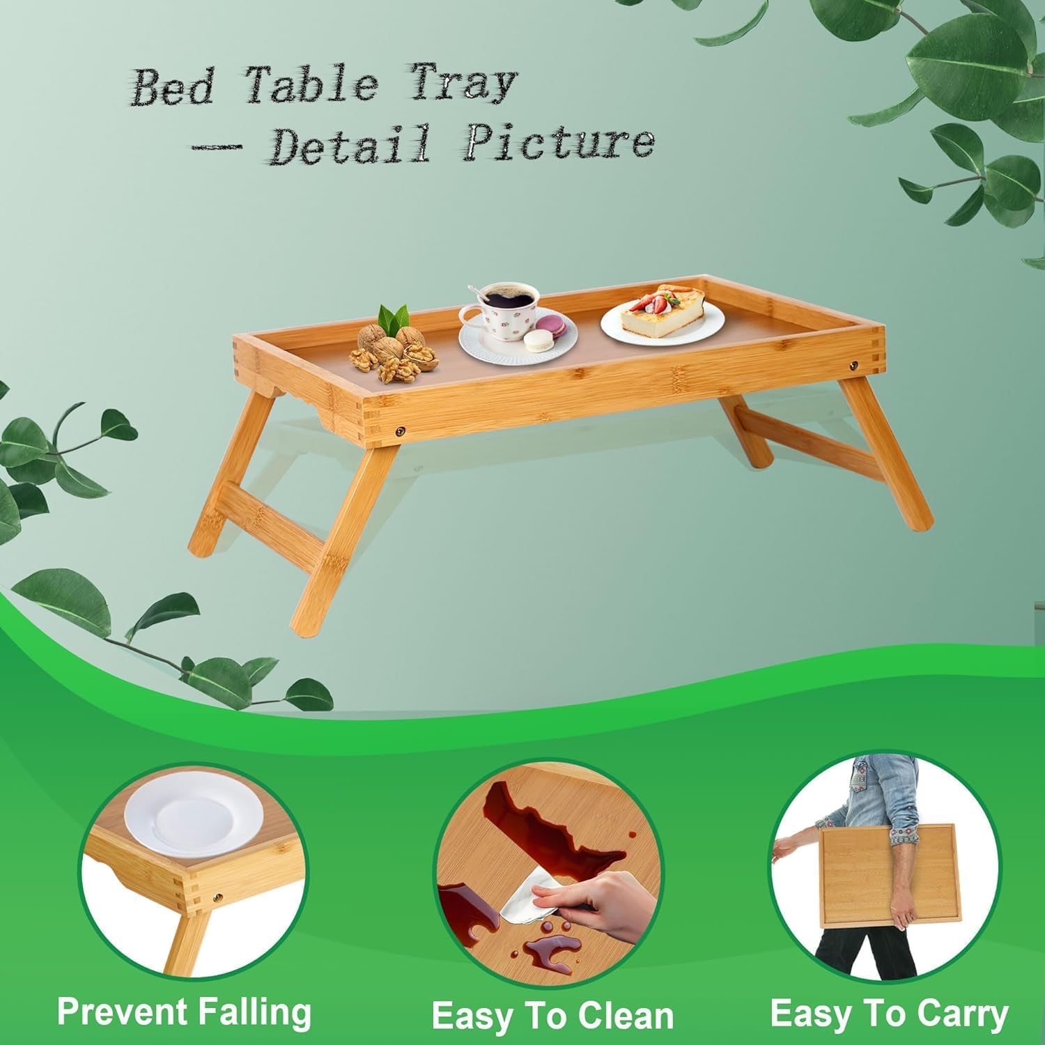 Foldable Bed Tray Table for Breakfast, Serving, Work & Art - 2 Pack Portable Kitchen Tray, Ideal for Home & Office Use White Medium(Pack of 2)