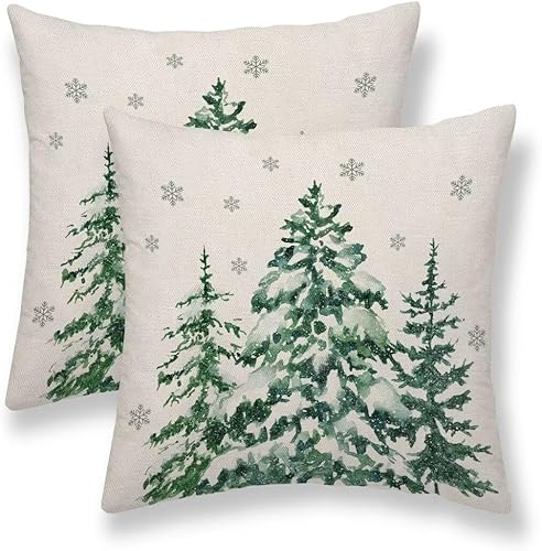 Miniatura 8 de Juego de 2 fundas de almohada de Navidad de 16 x 16 pulgadas, fundas de almohada de copos de nieve para decoración de Navidad, fundas de almohada