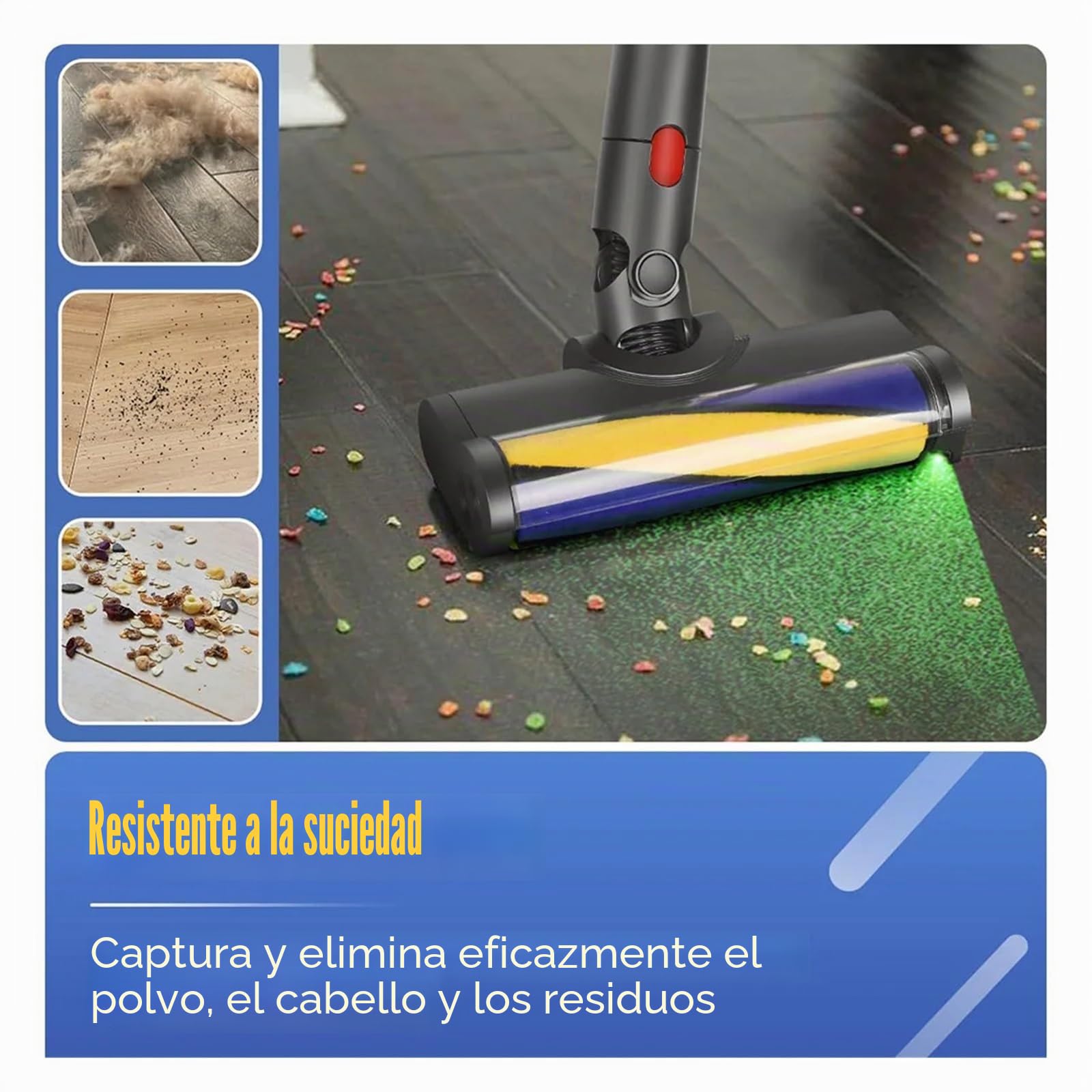 Cepillo láser Compatible con aspiradora Dyson V12 Origin, Accesorios de Repuesto, Cabezal de Motor con luz Verde, Cabezal de Cepillo for Rodillo de alfombras.(Soft Roller Brush)