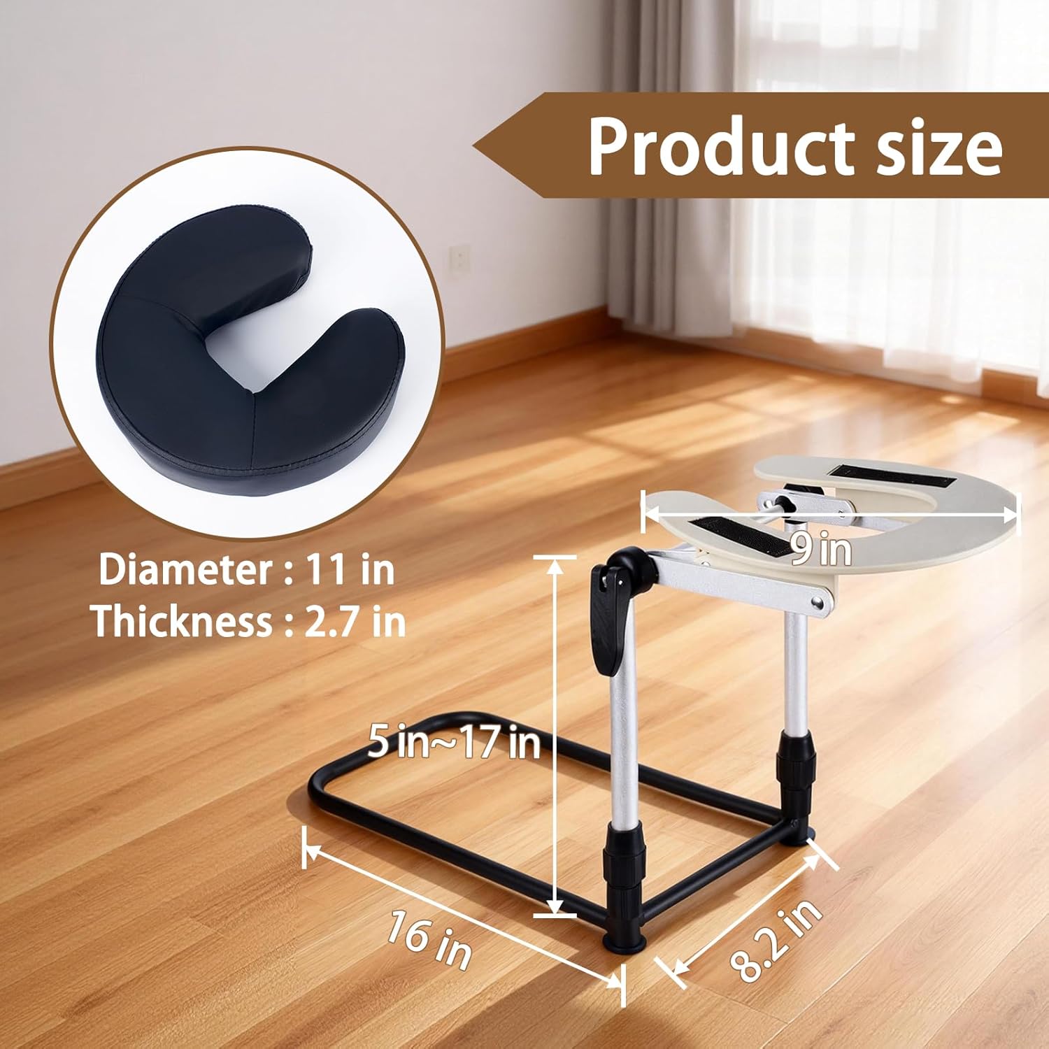 Massage Head Rest for Bed At Home Mattress,Adjustable Face Cradle Pillow for Bed,Face Down Pillow After Eye Surgery,Portable Massage Pillow Face Cradle for Masseur Couple (Black,Adjustable 6-17 in)