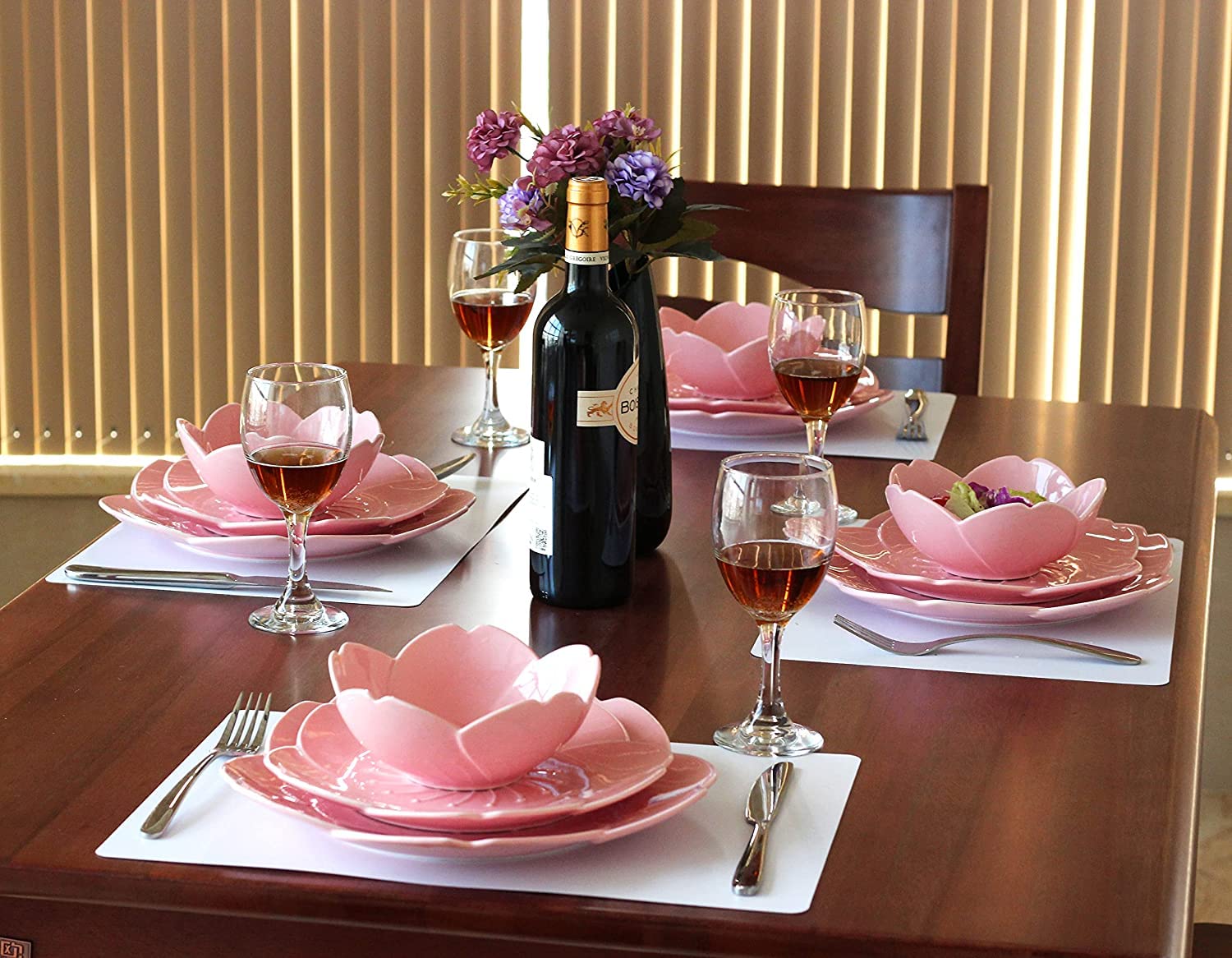 Keramikschalen in Kirschblütenform, 15,2 cm, 473 ml, 4 Stück (Rosa)
