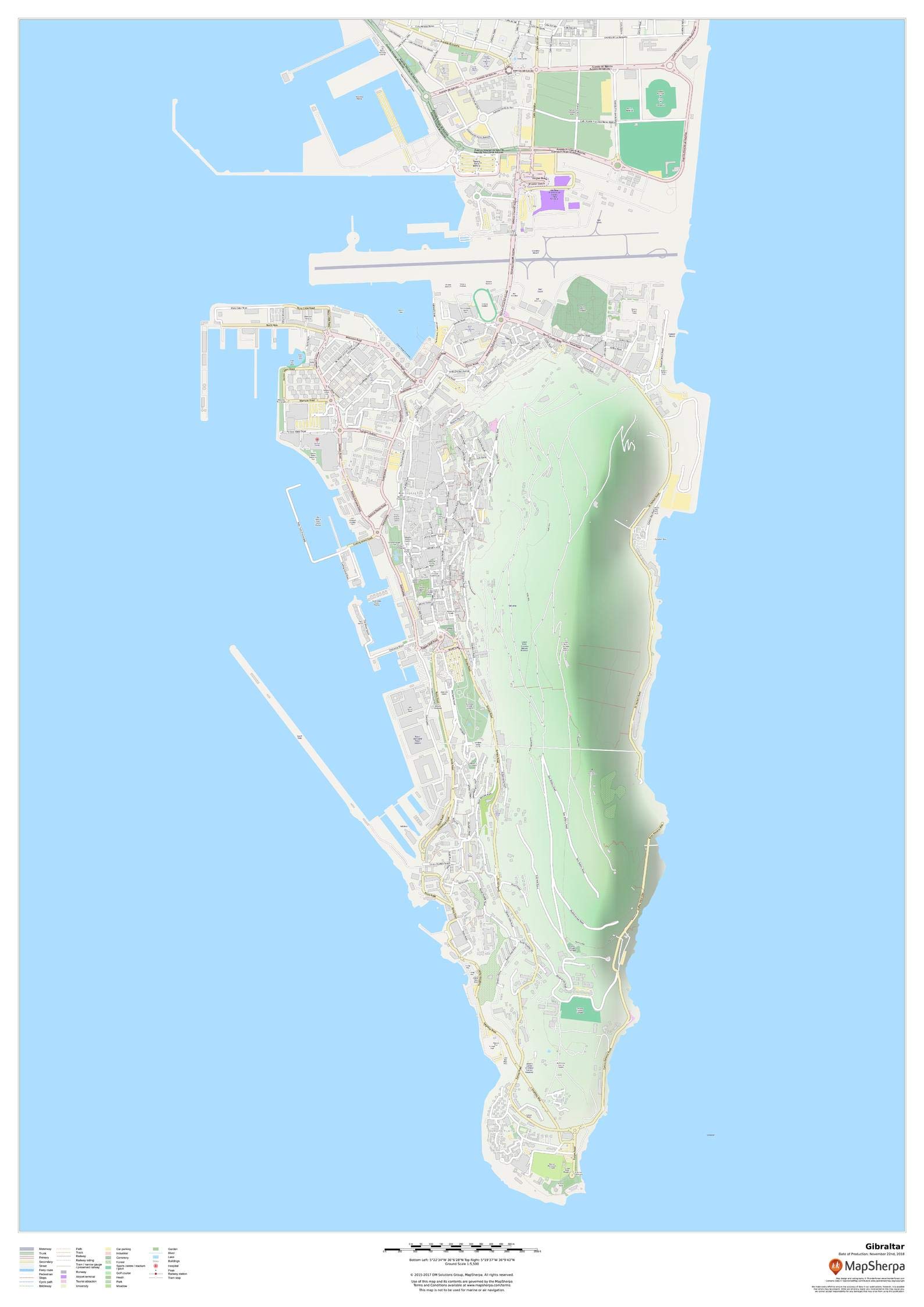 Gibraltar - 33.25" x 47" Matte Plastic Wall Map