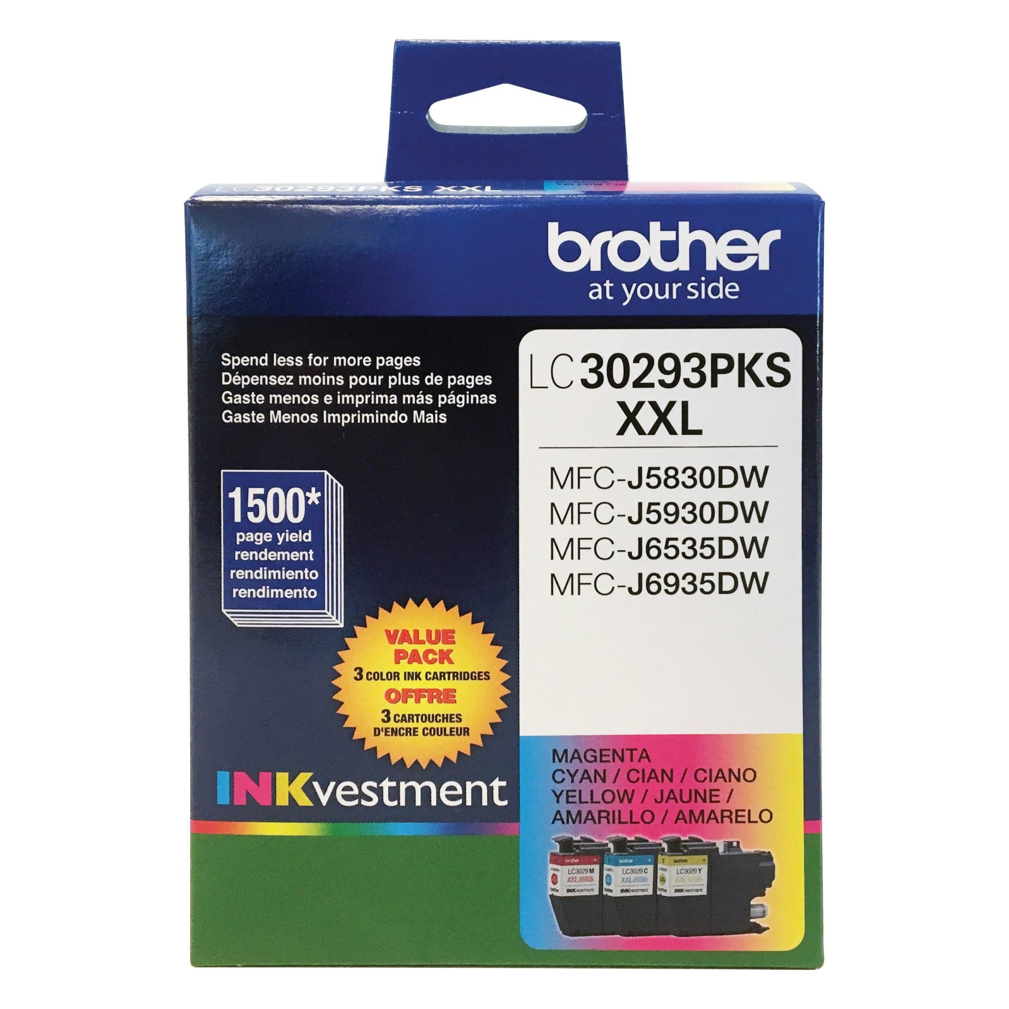 BROTHER International Corporat Utlra - Confezione da 3 pezzi XXL ad alta resa, 1 ciano, magenta, giallo