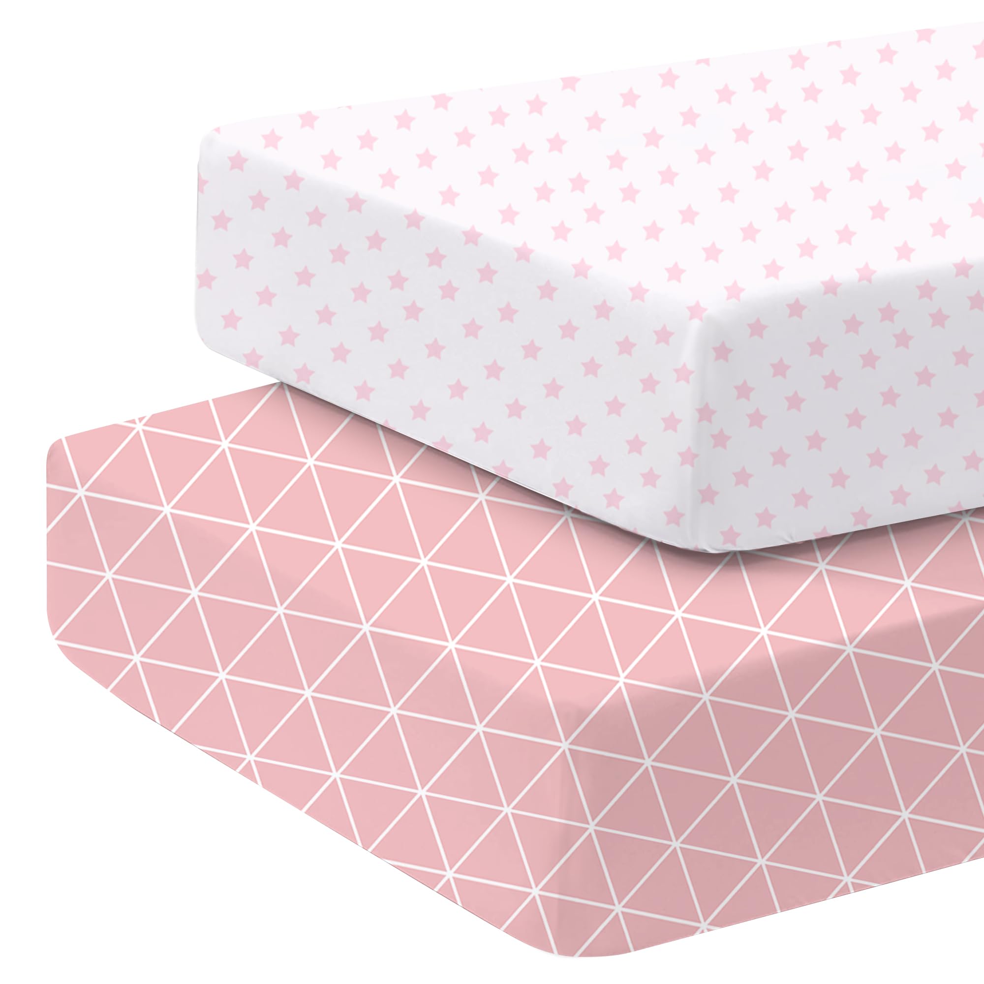 Baby Spannbetttuch 2 Pack 60x120cm Matratzenschoner Spannbettlaken Kinderwagen Matratzenbezug Atmungsaktiv Bettlaken Bettwäsche für Beistellbett und Wiege