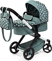 Vista 1 de Bayer: Cochecito Xeo: Estrellas Verde y Blanco - Bolso a juego, asa ajustable, para muñecas de hasta 20", Edades 3+ Muñecas bebé Vestirse