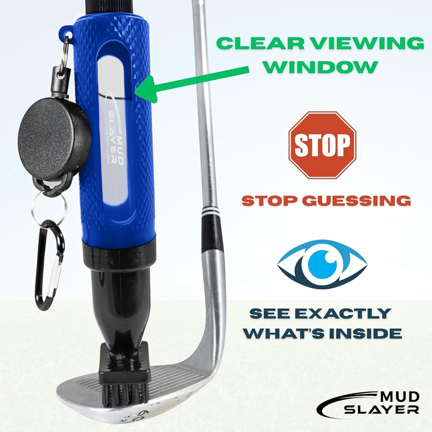 Mud Slayer Golf Club Cleaner with Water Spray – Golf Club Cleaning Brush with Leak-Proof Reservoir, Dual Bristle Head & Retractable Clip – Golf Bag Brush for Irons & Wedges - Image 6