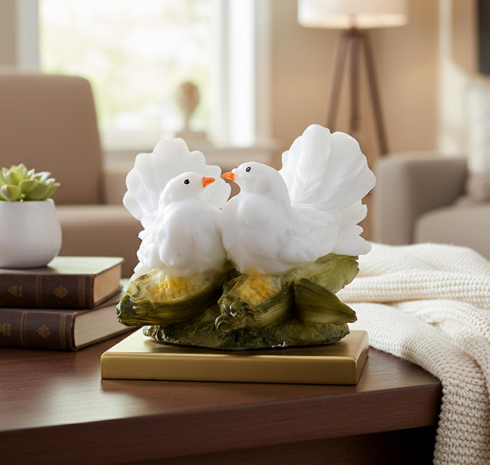 ESPLANADE Resin Two Love Birds Fantasy Showpiece-6 Inches Height|Love Birds Statue For Goodluck,Gifts,Decorative,White