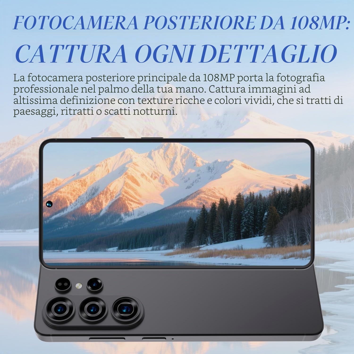 Smartphone Android 15 5G C26Ultra | Display da 6,8 pollici | 8 GB di RAM + 256 GB di memoria interna (espandibile fino a 128 GB) | Doppia SIM | Doppia fotocamera | Riconoscimento facciale | Viola
