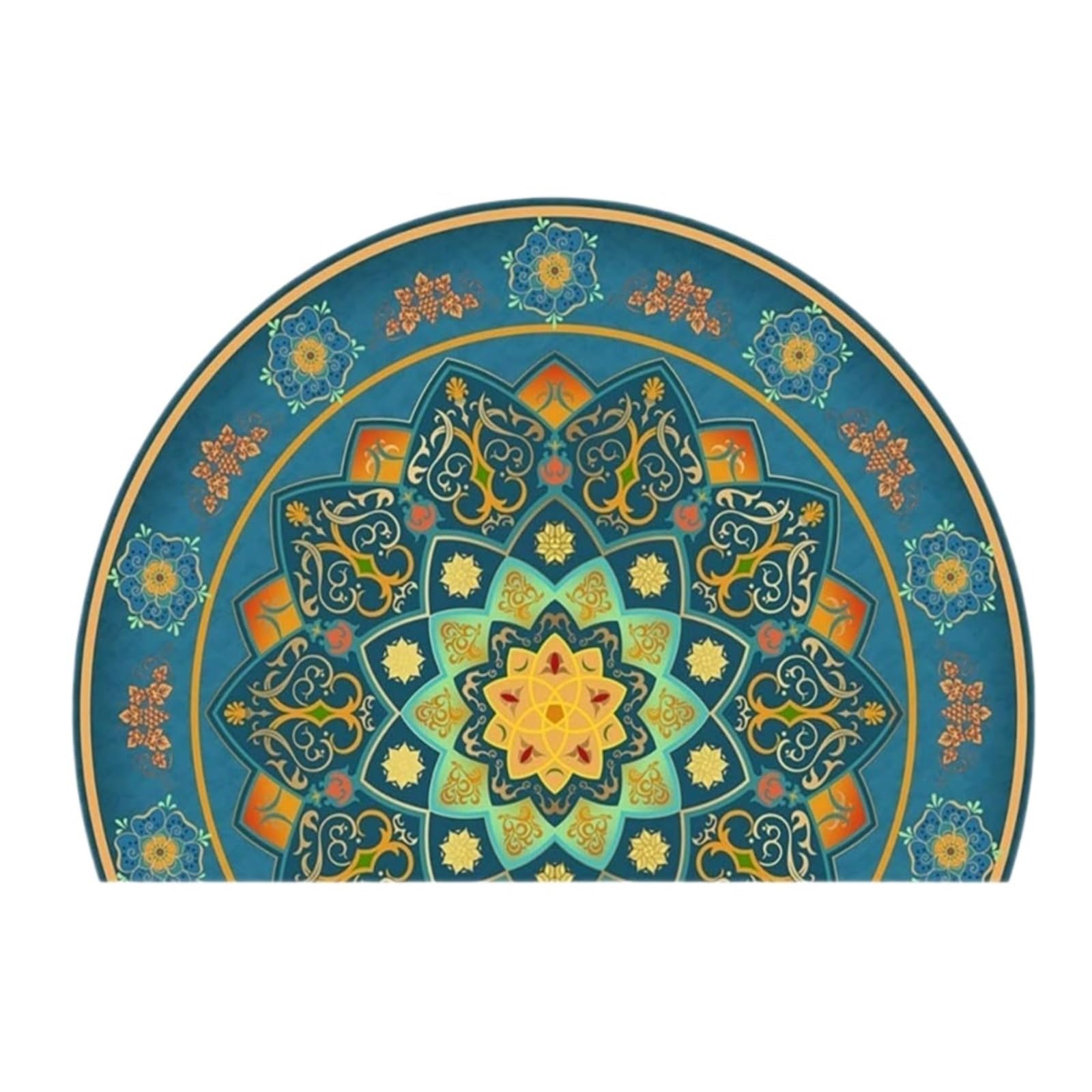 Fußmatte Fußabtreter Traditionelle Fußmatte Im Boho-Persischen Stil, Halbkreisförmige Retro-Schlafzimmer-Eingangstür Teppich für Eingang(D,50x75cm(20x30))