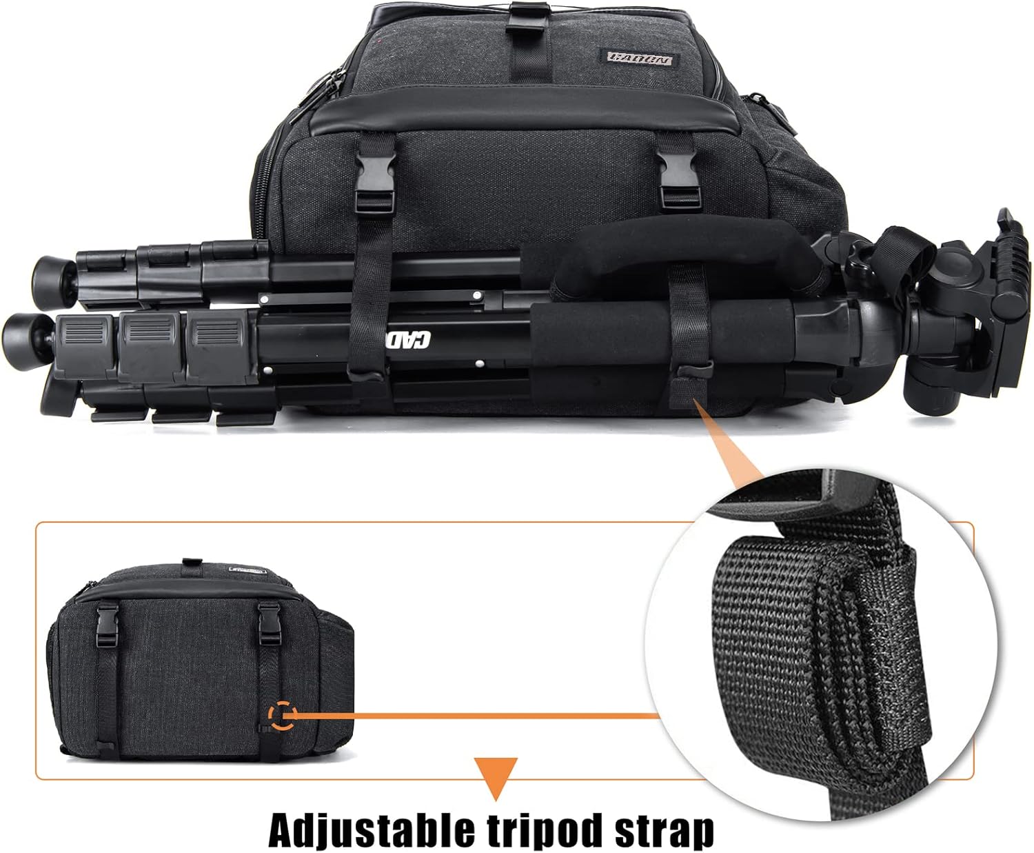 CADeN Camera Backpack Canvas Camera Bag for DSLR/SLR Mirrorless Camera with 15.6 inches Laptop Compartment, Camera Case Compatible for Sony Canon Nikon Cameras and Lens Tripod Waterproof Black