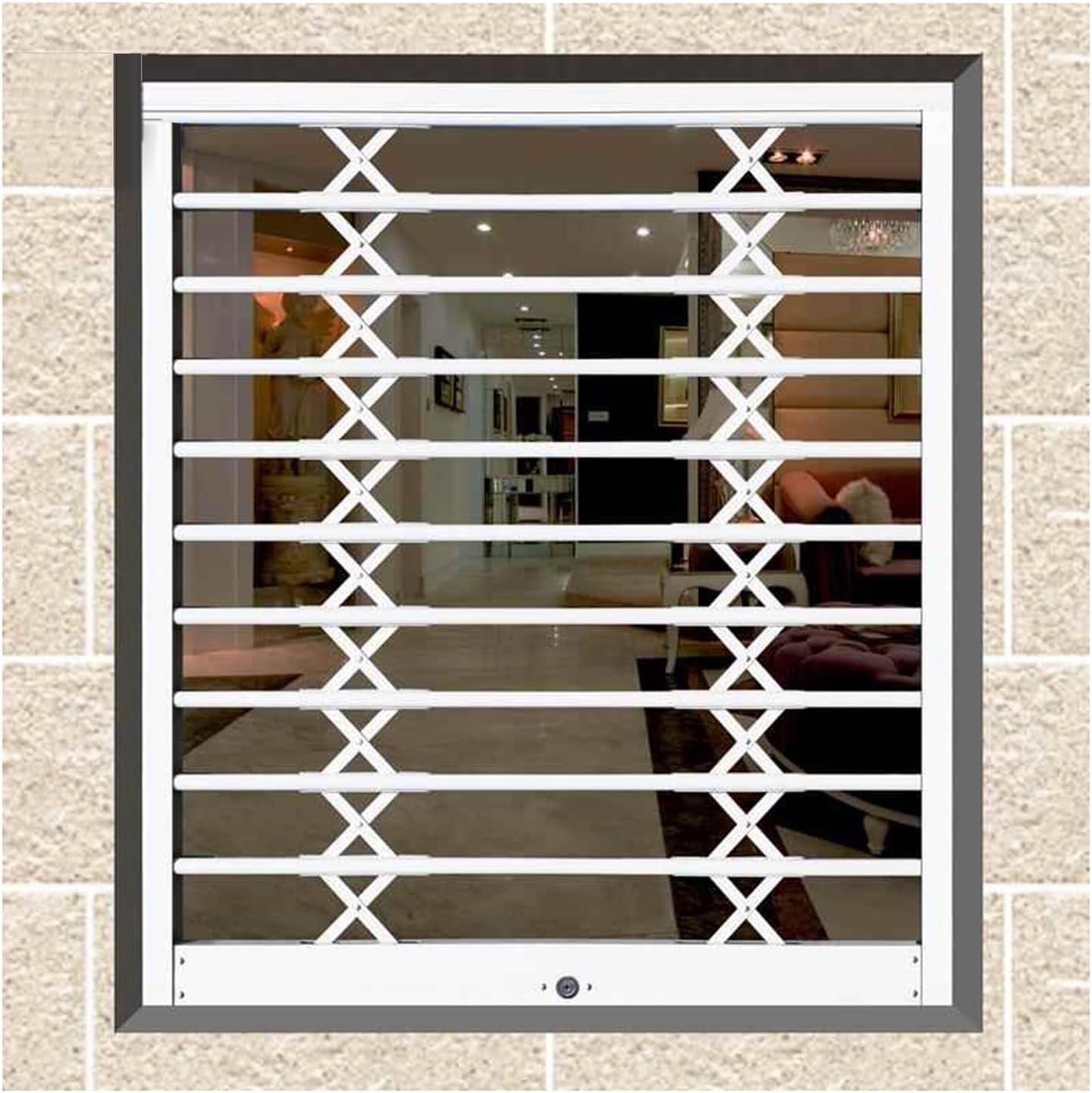 Small Folding Sliding Window Guard, Aluminum Push-Pull Invisible Panel for Bedroom, Office & Home, Secure & Stylish Gate (50x100cm)