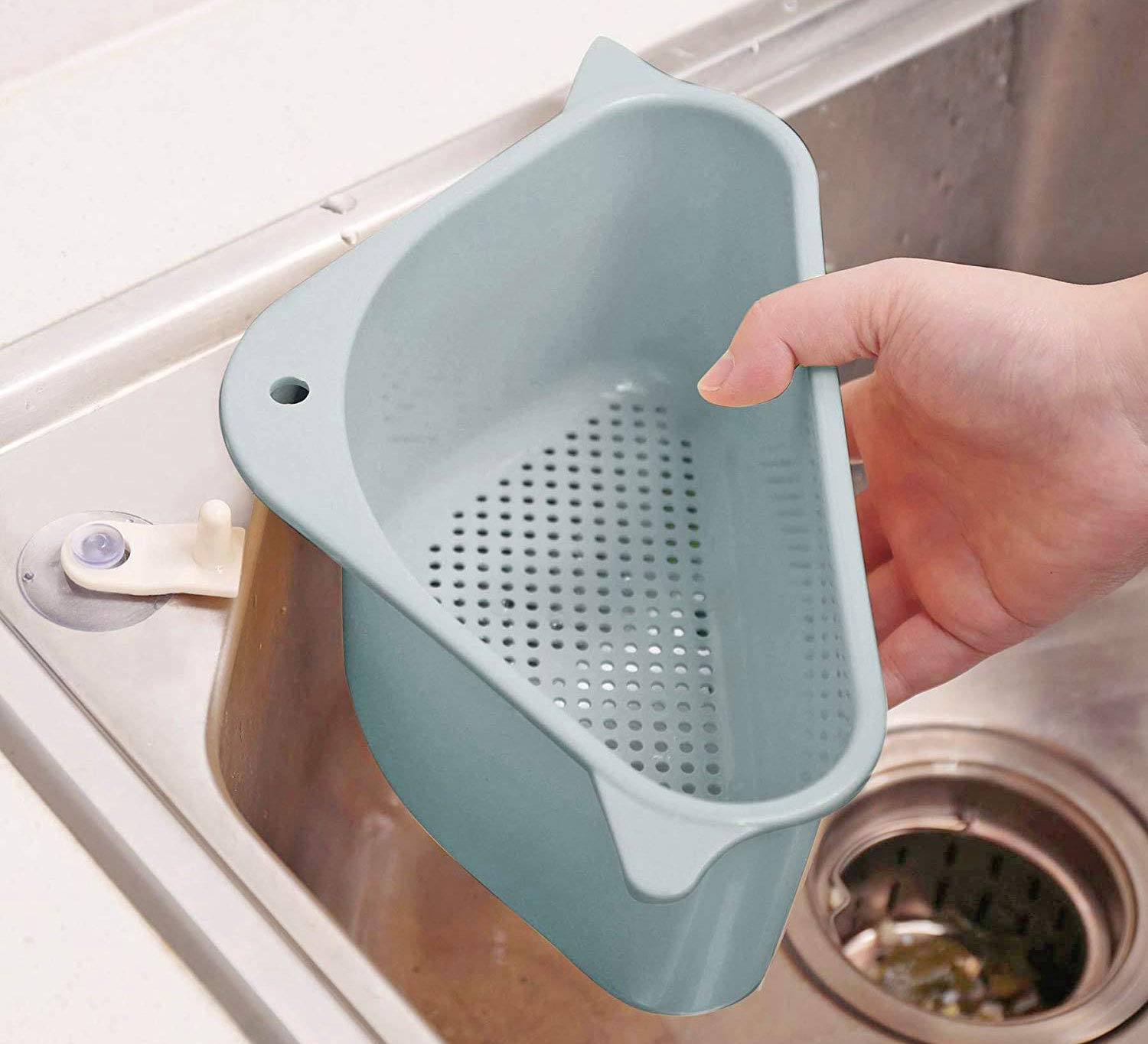 JIYA ENTERPRISE Triangle Shape Sink Storage Rack Drain Shelf Suction Cup Sink Soap Holder Kitchen Sucker Storage Drain Rack Corner Organizer, Multifunctional Kitchen Drainer Storage Rack (1)