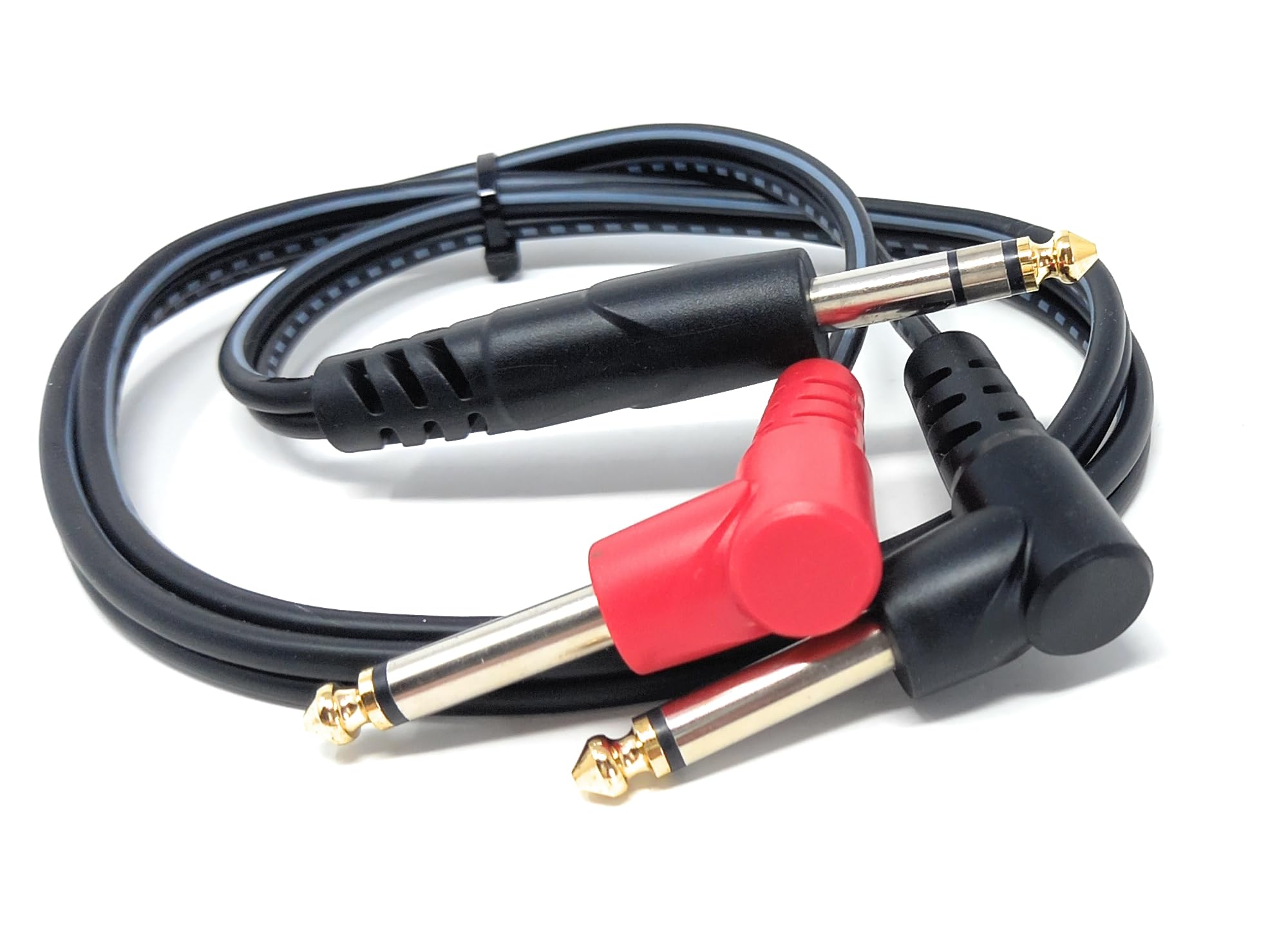 DRUT 1m 6.35mm 1/4" Stereo Jack to 2 x Mono Jacks Audio Cable Lead for Music Instruments Mixer, AMP, Guitar 3.3ft