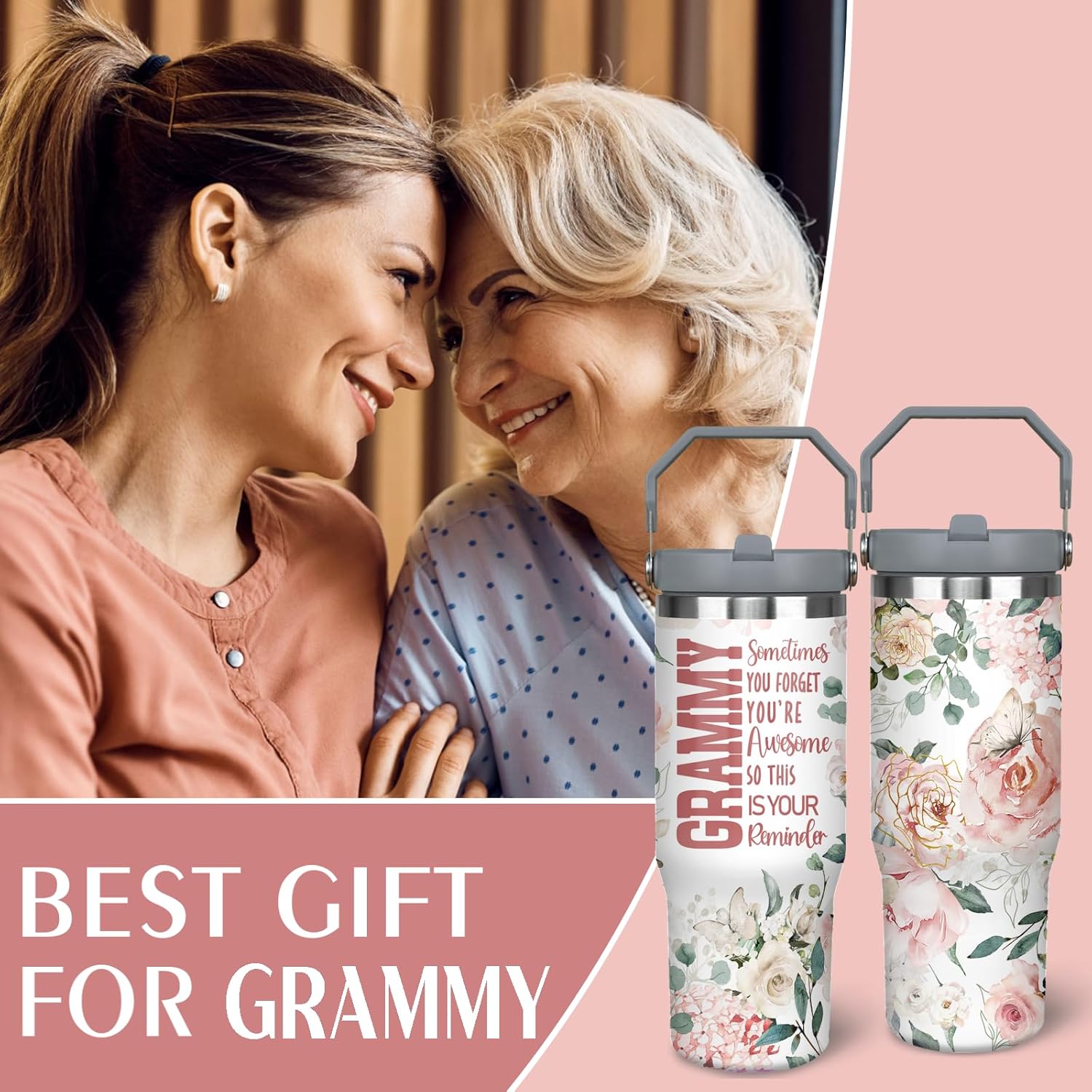 30oz Grandma Tumbler with Handle and Straw, Stainless Steel Insulated Nana Cup with Top Handle and Lid, Grandma Coofee Mug Christmas Birthday Gifts for Grammy/Gigi/Mimi - Image 6