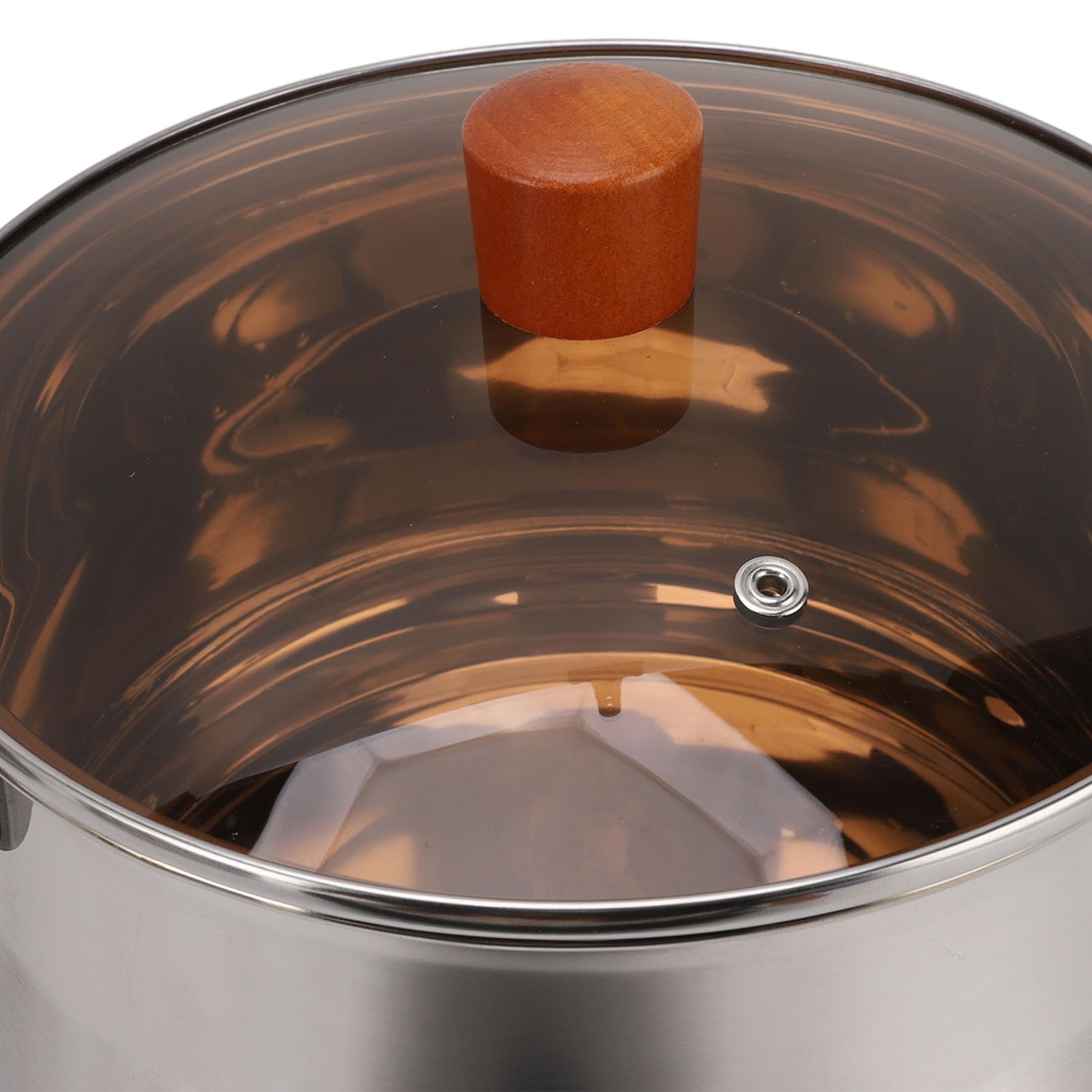 Juego de utensilios de cocina profesionales de acero inoxidable con mangos de madera, ollas y sartenes de cocina de 5 piezas para cocinar sopa hirviendo al vapor, utensilio