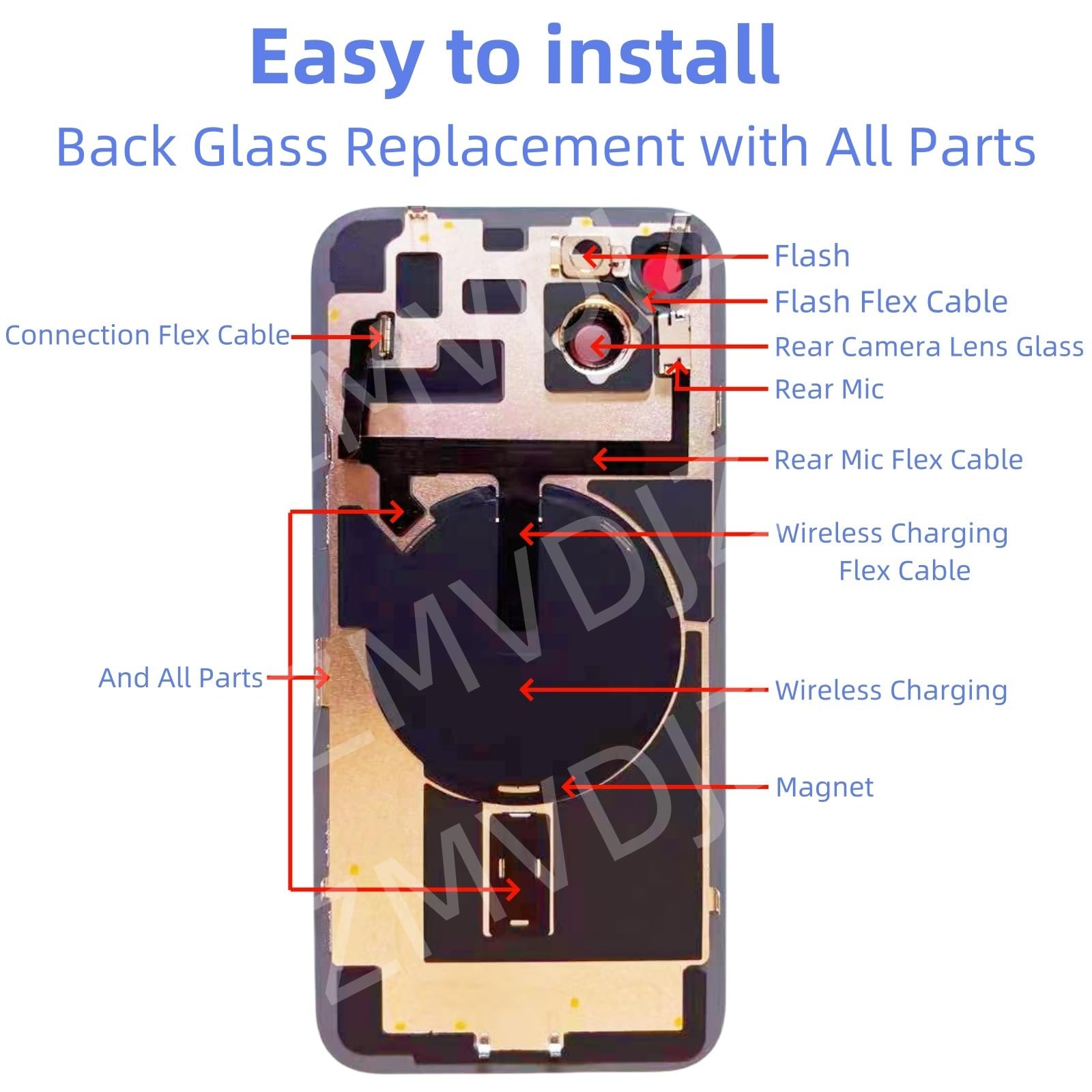 Amazon.com: 14 Plus Back Glass Replacement with Plate & Flex Cable