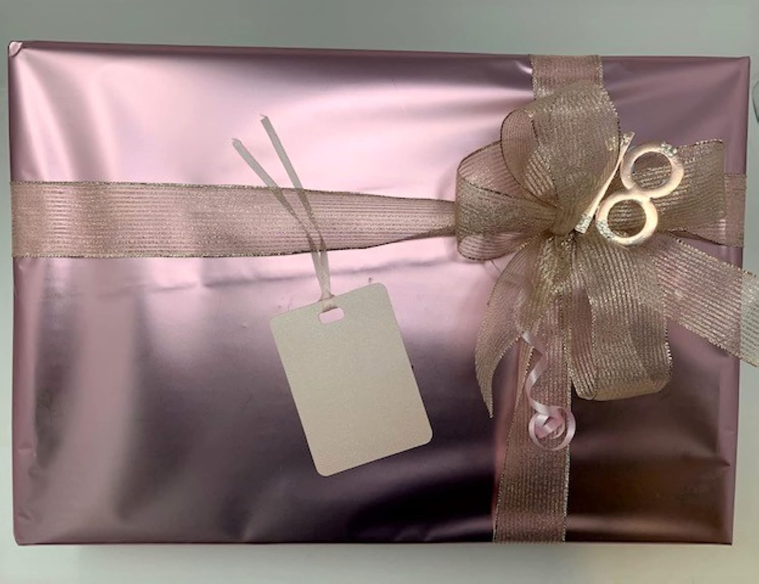 18th Birthday Rose Gold Gift Wrapping Paper Rose Gold Stripe Ribbon and