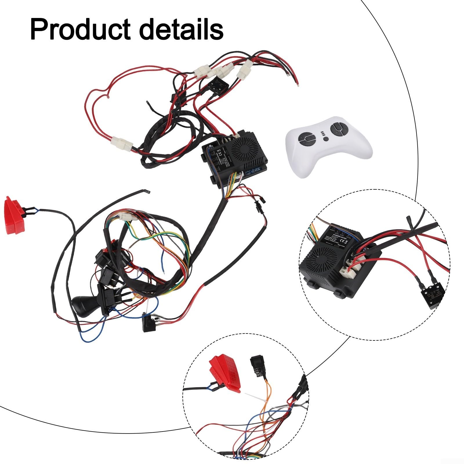 24V Wiring Harness Kit for Ride-On Cars 2.4G Remote Thick Wire Harness Kit 12V-24V for Toy Car Upgrade DIY Wiring Harness for 2WD 4Wd Electric Kids Cars 40A High Power Harness Kit with Controller 24V