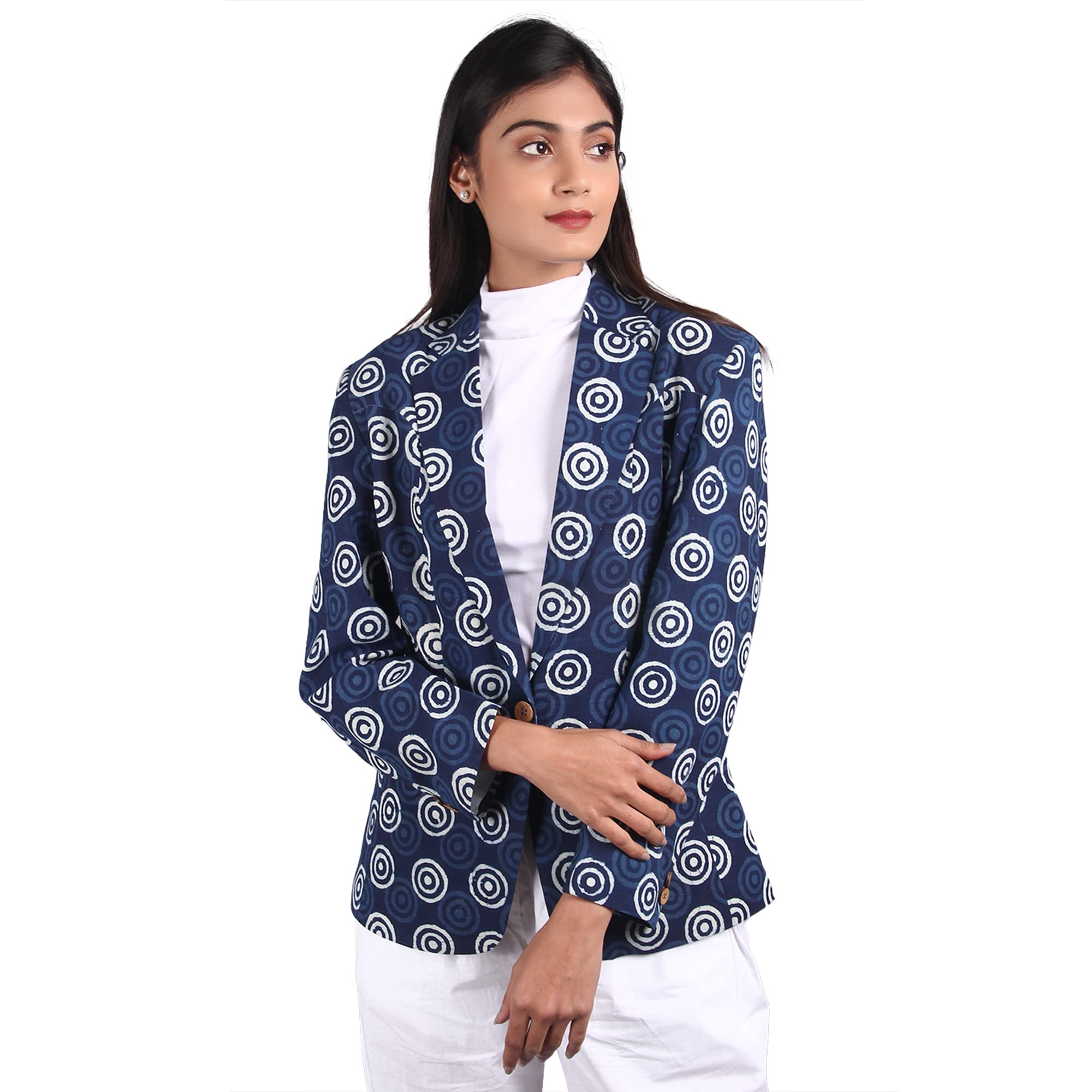indophilia Women's Indigo Cotton Blazer-picture-26