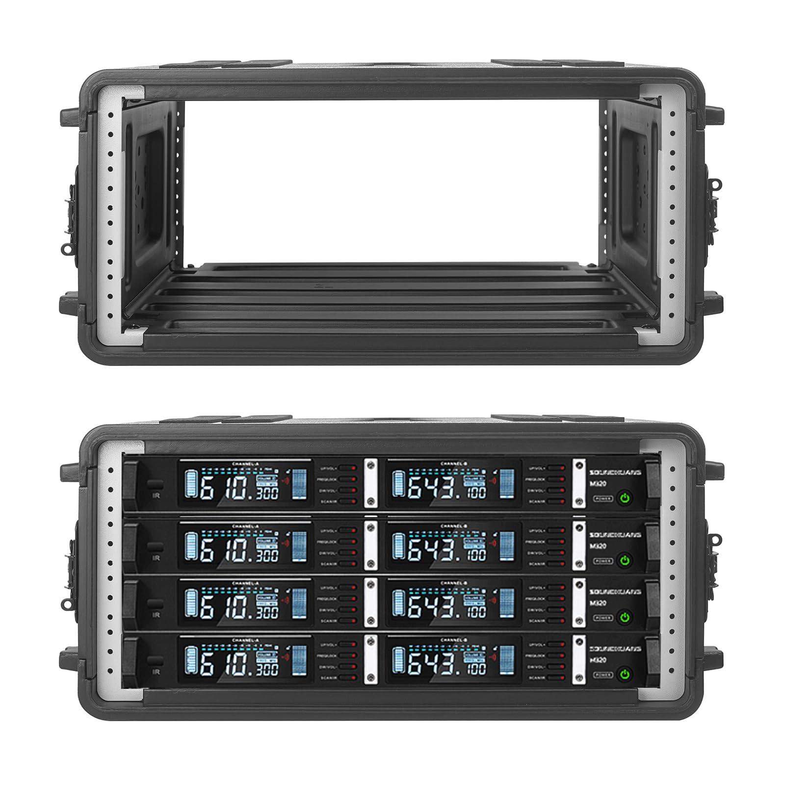 4U-Rack-Koffer, flach, 16 Zoll tief, 19 Zoll Rackmount-Flight-Road-Reisekoffer, wasserdichter Schutzkoffer mit Schaumstoffeinlage