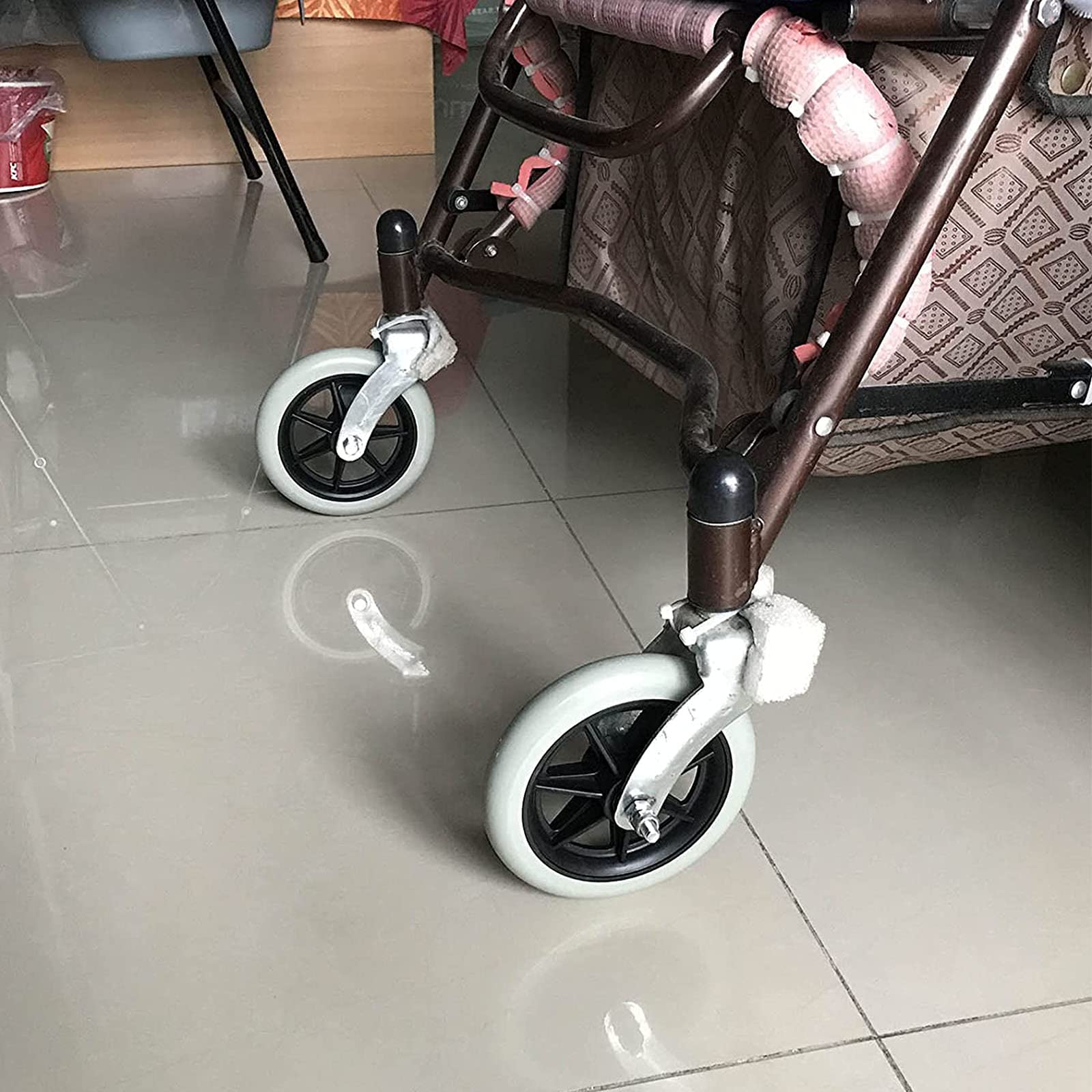 Części Zamienne Do Kół, Lekkie Kółka Z Oponą Poliuretanową 6 Cali 7 Cali 8 Cali Łożysko Kierownicy Przednie Małe Koło Do Wózków/Gray/6Inch(15Cm)