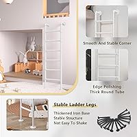 Vista 3 de White Bunk Bed Ladder for High Bed, Wrought Iron Loft Attic Ladder Wall Mounted Metal Step Ladder with Kit for Home/Small Spaces/Outdoor Rooftops