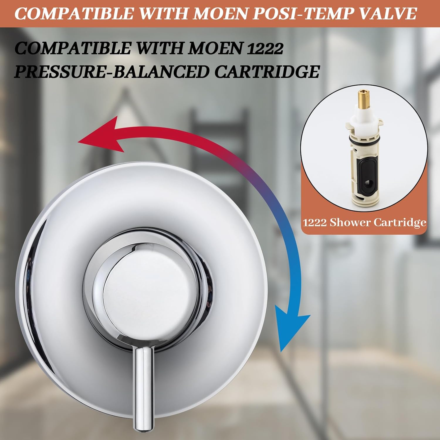 Shower vlave Shower Trim Kit for Moen Posi-Temp Pressure Balancing Modern Bathroom Shower Handle for Bathtub, Valve Required