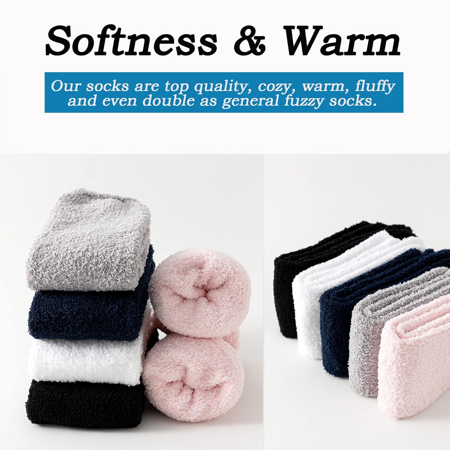 JORMATT 3 Pairs Ultra Thick Grip Fuzzy Socks Non Skid Slipper Hospital Socks Unisex - Image 5
