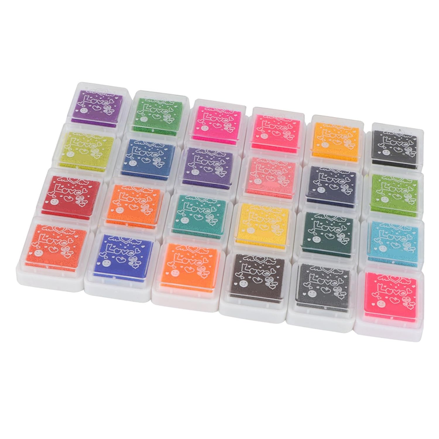 Keenso 24 Colors Ink Pad Stamp Ink for Stamp, Safe Non Material, The Handeye Coordination of Children, Comfortable Size, Exquisite Design Helps