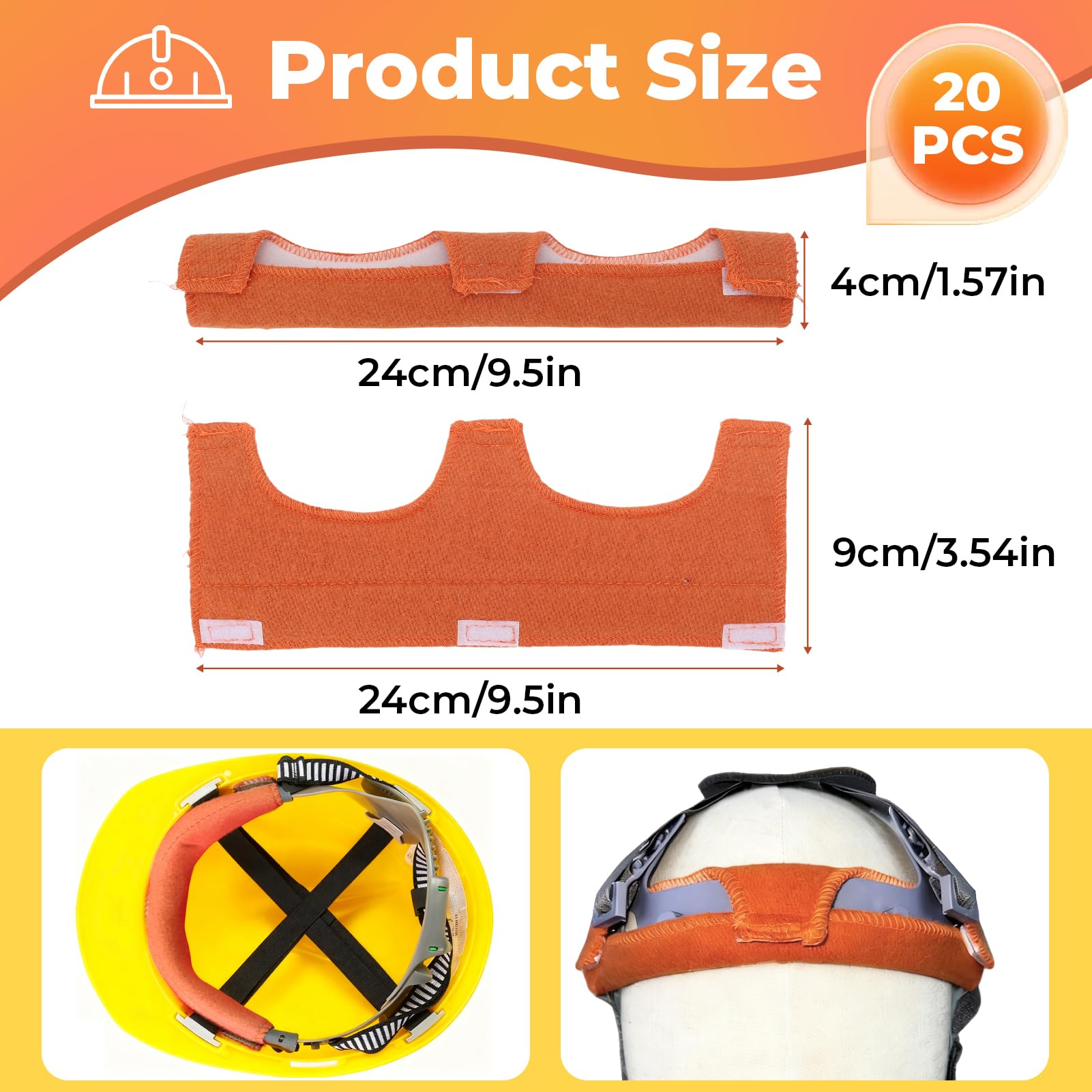 Yosoo Health Gear Casco de Seguridad de 20 Piezas de la Banda de Sudor Retardante de Algodón Suave Esponja de Esponja de Sudor Absorbente para Sombrero Duro