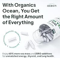 Vista 3 de Cápsulas de musgo marino salvaje orgánico de Organics Ocean - Musgo marino irlandés 100% orgánico con clorella orgánica, fucus y vitamina D