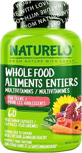 NATURELO Multivitamins For Teenage Girls/Boys, 60 Capsules, Whole Food Multivitamin with Minerals, Non-GMO, Vegetarian