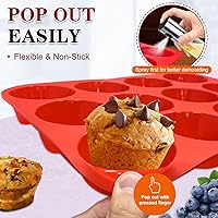 Vista 3 de Juego de moldes de silicona para magdalenas Walfos - Molde de silicona regular de 12 tazas y molde de cupcakes mini de 24 tazas - Libre de BPA