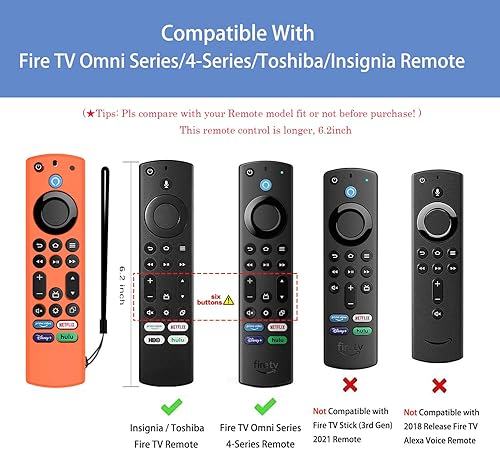 Miniatura 9 de Funda de silicona con control de voz para ToshibaInsignia Fire TV Omni Series o 4 Series, antideslizante, a prueba de golpes, con cordón (brillo