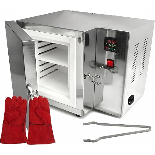 1500W Tabletop Electric Kiln for Pottery at Home & Jewelry Casting, Programmable Digital PID Control Muffle Furnace, Burnout Oven Melting Equipment for Ceramics, Glass Fusing & DIY Studio Projects