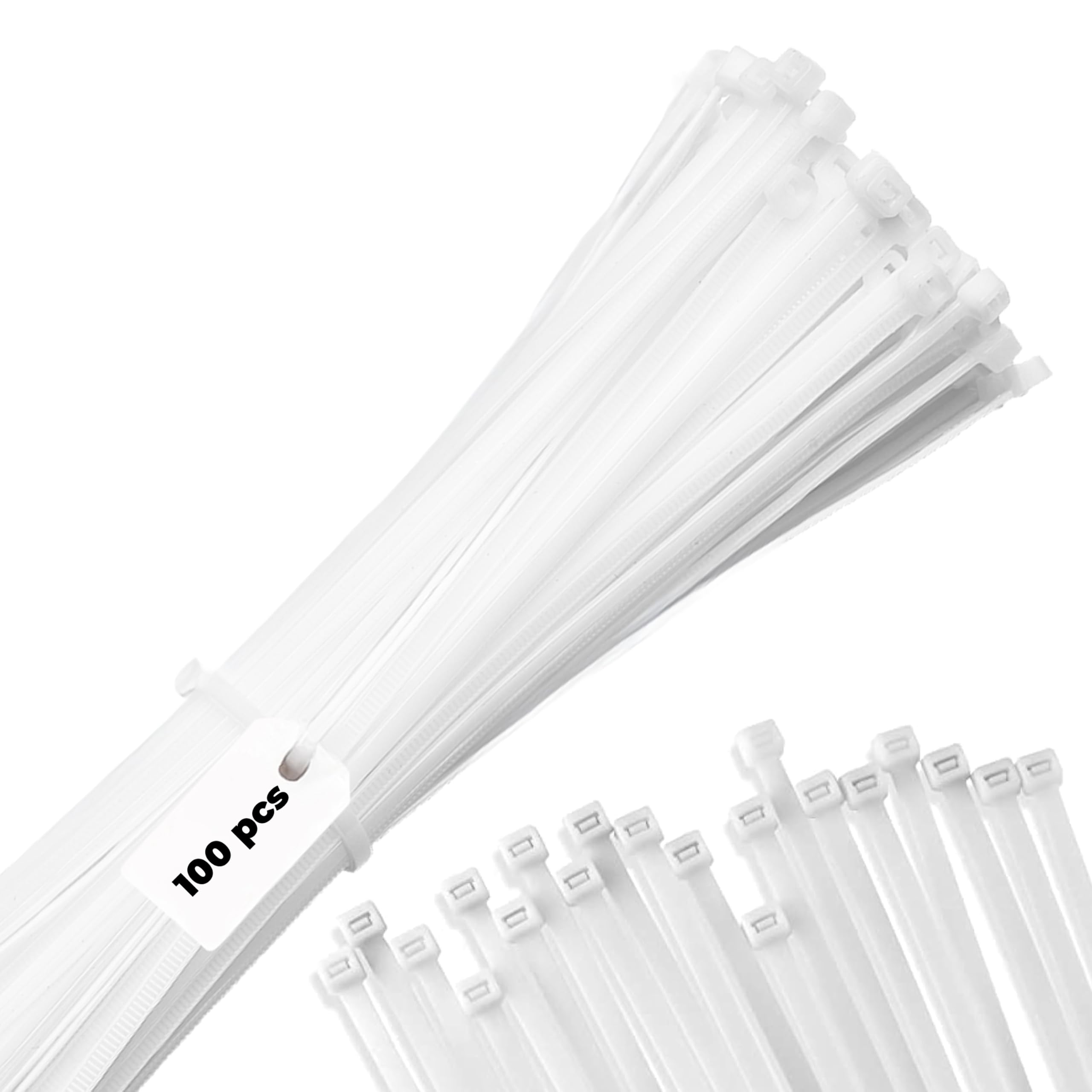Bolt Dropper 12" Inch Zip Ties White (100 Pack), 40lb Strength, Nylon Cable Wire Ties, By Bolt Dropper.