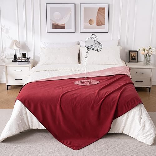 Miniatura 15 de QiyI - Manta impermeable para cama tamaño Queen, reversible y lavable, manta de franela apta para mascotas, protector de muebles resistente a Gris