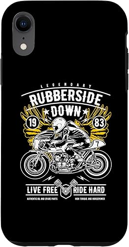 Vista 19 de iPhone 11 Retro Cafe Racer Rubberside Down Motorcycle Race Design Case