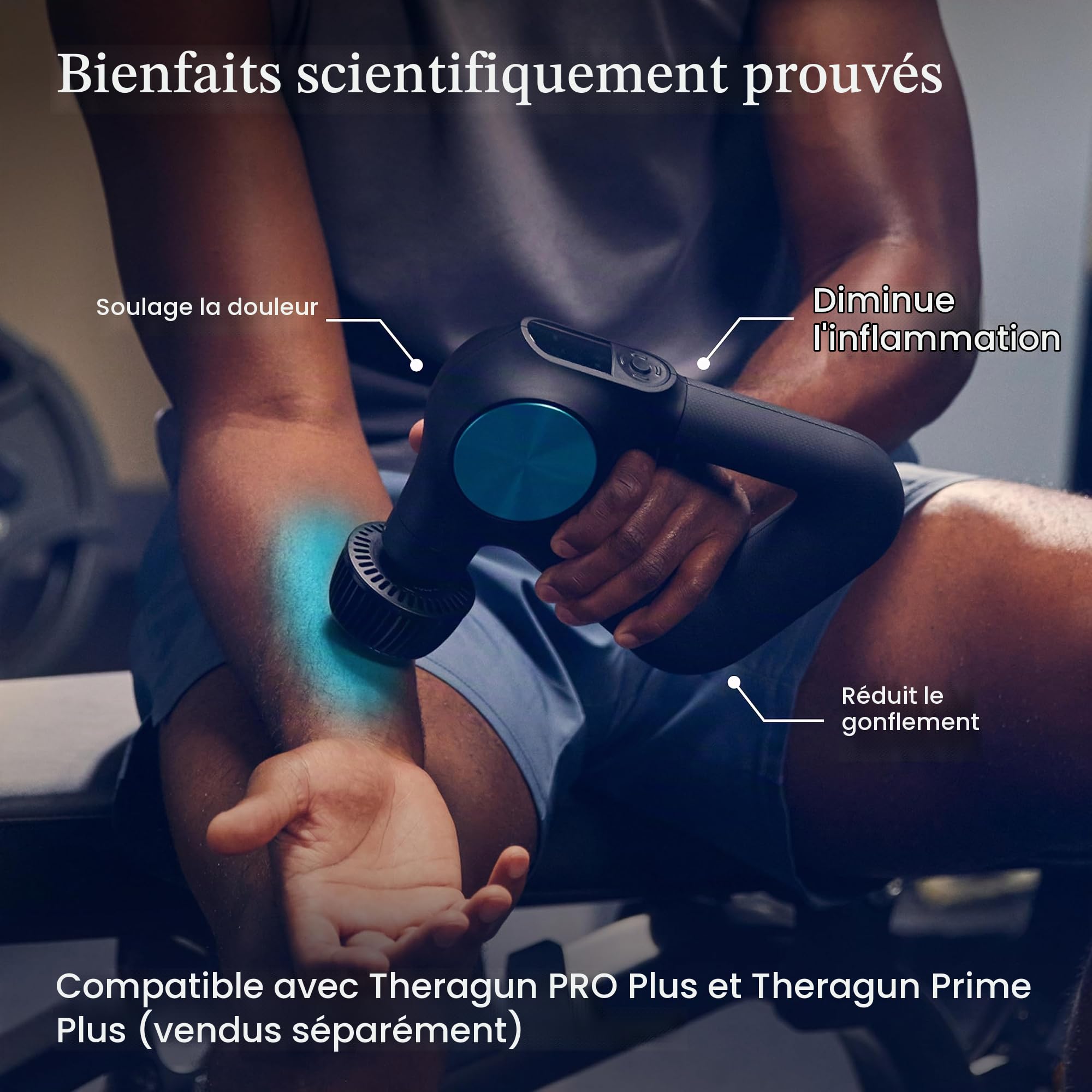 TheraGun Accessoire de thérapie par le froid pour pistolet de massage par percussion des tissus profonds PRO Plus – Dispose de 3 niveaux de température pour la thérapie par le froid