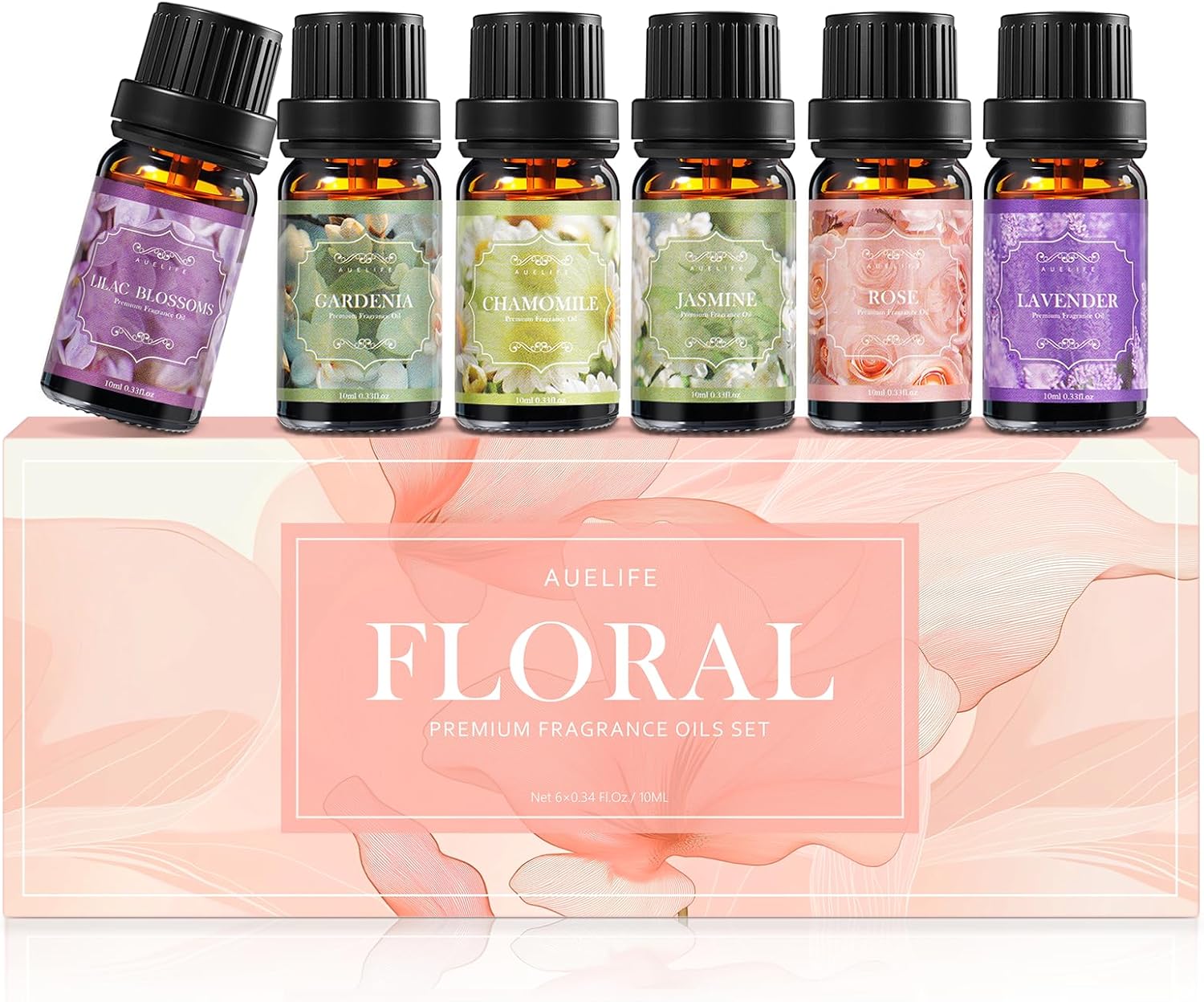 Floral Essential Oils Set | Top 6 Essential Oils for Diffusers for Home, Aromatherapy Oils Gift Set for Home Fragrance, Candle Making Scents – Lilac, Lavender, Chamomile, Jasmine, Rose, Gardenia
