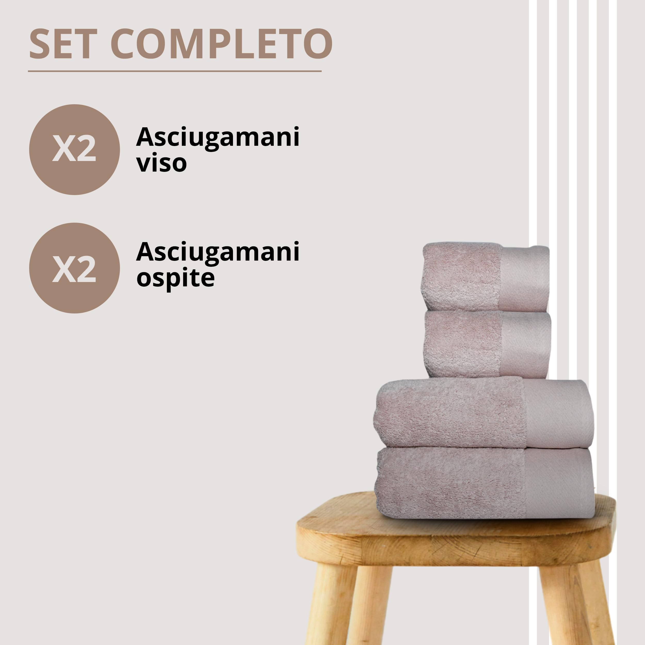 casaviva - Set Asciugamani Bagno 100% Cotone Sublime 750 GSM - Asciugamani Cotone Oeko-Tex Extra Morbido e Assorbente - Set Asciugamani 4 Pezzi - ROSA CIPRIA